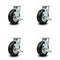Service Caster 6 Inch Rubber on Aluminum Caster Set with Roller Bearings 4 Brake 2 Swivel Lock SCC-30CS620-RAR-TLB-BSL-2-TLB-2 - alternate 1